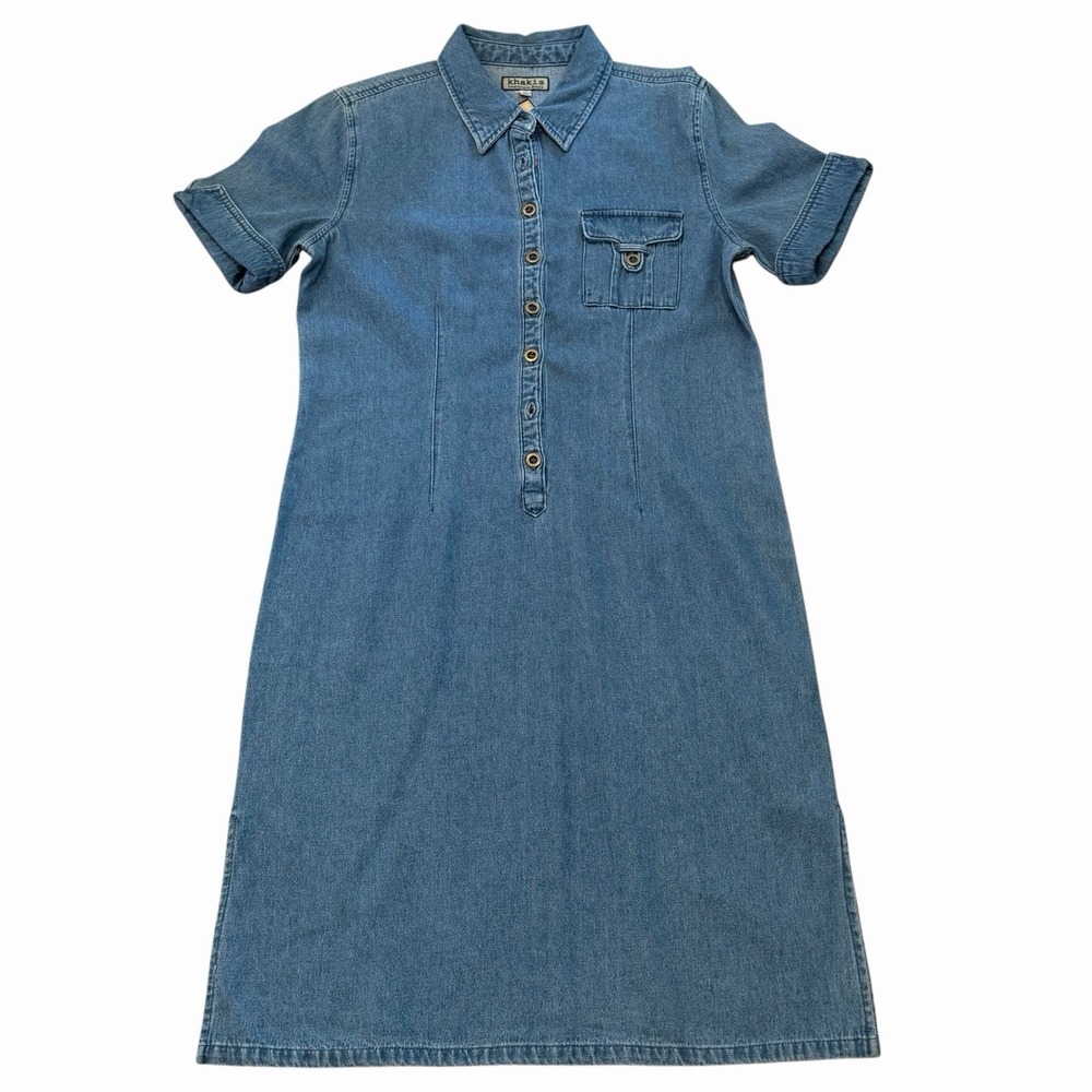 VTG Denim Dress Short Sleeve Jumper Dress Women's Medium Blue Preppy Teacher NWT